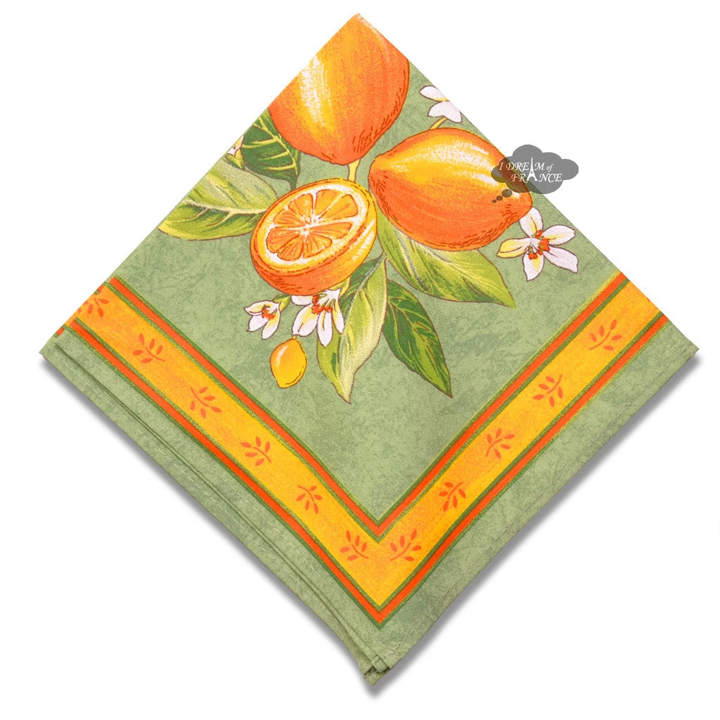 Lemons Green Provence Cotton Napkin By Tissus Toselli 3 Lemons Green Provence Cotton Napkin By Tissus Toselli
