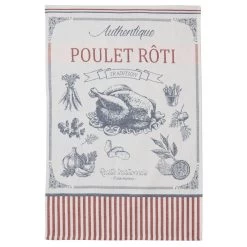 Poulet Roti (Roast Chicken) French Jacquard Dish Towel By Coucke