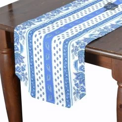 16x72" Lisa White Acrylic-Coated Cotton Provence Table Runner By Le Cluny