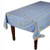 59" Square Clos Des Oliviers Blue Acrylic-Coated Cotton Tablecloth By L'Ensoleillade