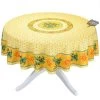 68" Round Sunflower Yellow Cotton Coated Provence Tablecloth By Le Cluny