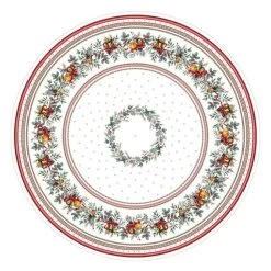 70" Round Joyeux Noel Tablecloth By Tissus Toselli -Home Kitchen And Dining Tablecloth Shop SYLVESTRE Ronde 1