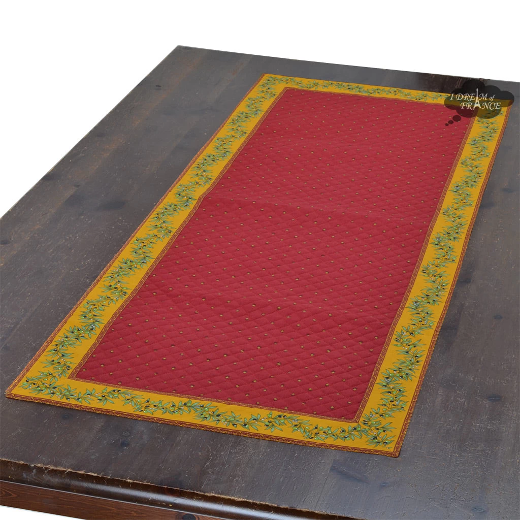 Calisson Red French Cotton Quilted Table Runner By Tissus Toselli 3 Calisson Red French Cotton Quilted Table Runner By Tissus Toselli