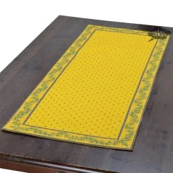 Calisson Yellow & Blue Quilted Table Runner By Tissus Toselli
