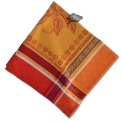 Cedrat Red & Yellow French Cotton Jacquard Napkin By Tissus Toselli