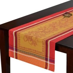 20x64" Cedrat Red & Yellow Jacquard Cotton Table Runner By Tissus Toselli