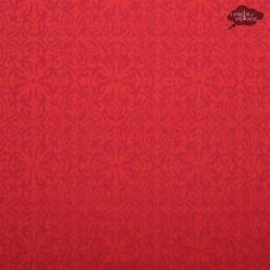 62" Square Cedrat Red & Yellow French Jacquard Tablecloth By Tissus Toselli -Home Kitchen And Dining Tablecloth Shop cedrat red yellow french jacquard cotton teflon tablecloth tissus toselli center detail sqw