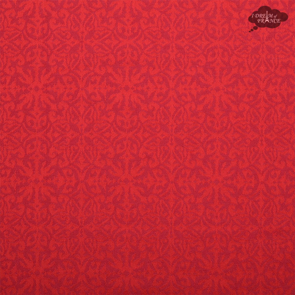 62x138" Rectangular Cedrat Red & Yellow French Jacquard Tablecloth By Tissus Toselli 5 62x138" Rectangular Cedrat Red & Yellow French Jacquard Tablecloth By Tissus Toselli - Image 3