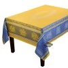 62" Square Citrus Yellow & Blue French Jacquard Tablecloth By L'Ensoleillade
