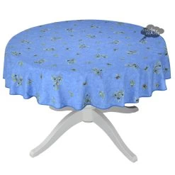 58" Round Clos Des Oliviers Blue All-Over Tablecloth By L'ensoleillade