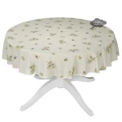 58" Round Clos Des Oliviers Cream All-Over Tablecloth By L'ensoleillade