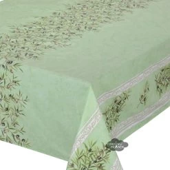 60x96" Rectangular Clos Des Oliviers Green Double Border Tablecloth By Label France -Home Kitchen And Dining Tablecloth Shop clos des oliviers green cotton coated french cotton tablecloth double border rectangular asqw 8c0f7eaa 2da5 4238 b8d1 3547258a5406