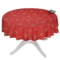58" Round Clos Des Oliviers Red French All-Over Tablecloth By L'ensoleillade