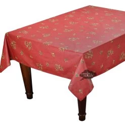 60x120" Rectangular Clos Des Oliviers Red All-Over Acrylic-Coated Cotton Tablecloth By L'Ensoleillade