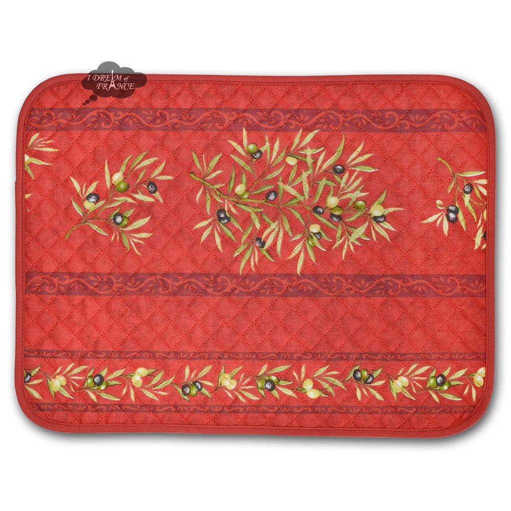 Clos Des Oliviers Red Cotton Quilted Placemats 3 Clos Des Oliviers Red Cotton Quilted Placemats