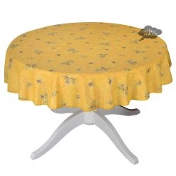58" Round Clos Des Oliviers Yellow All-Over Tablecloth By L'ensoleillade