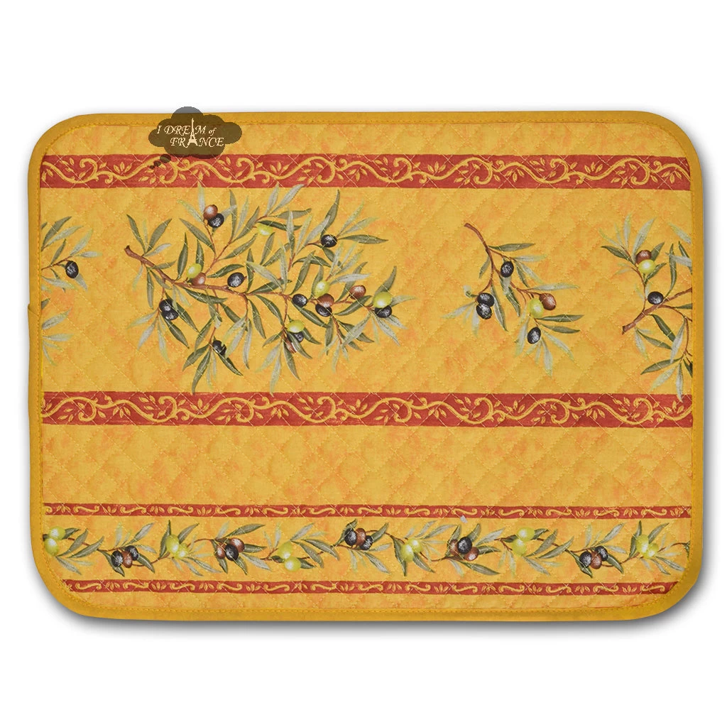 Clos Des Oliviers Yellow Cotton Quilted Placemats 3 Clos Des Oliviers Yellow Cotton Quilted Placemats