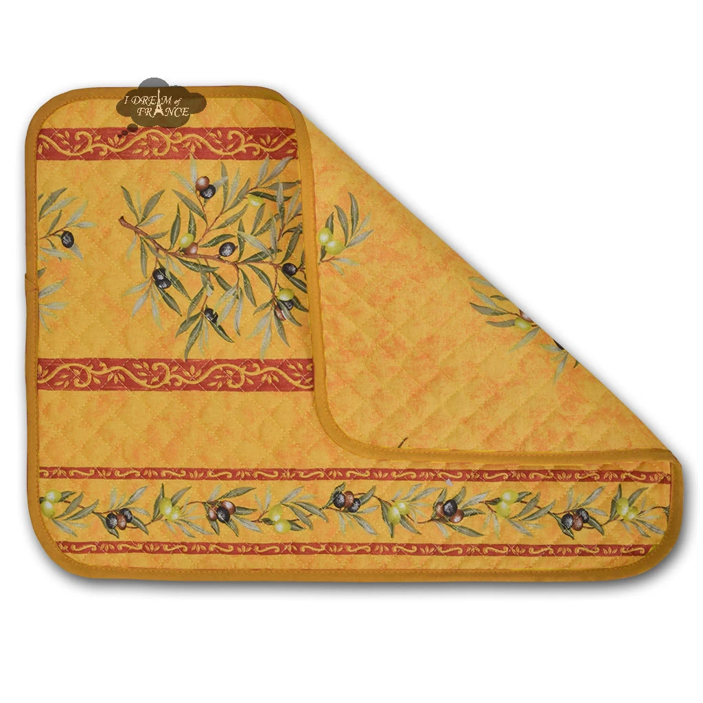 Clos Des Oliviers Yellow Cotton Quilted Placemats 4 Clos Des Oliviers Yellow Cotton Quilted Placemats - Image 2