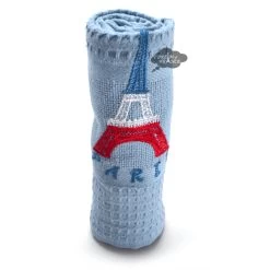 Eiffel Tower Blue Waffle-Weave Kitchen Towel By Coton Blanc