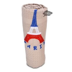 Eiffel Tower Taupe Waffle-Weave Kitchen Towel By Coton Blanc
