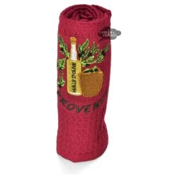 Olive Oil Burgundy Waffle-Weave Kitchen Towel By Coton Blanc