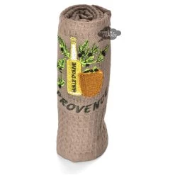 Olive Oil Dark Taupe Waffle-Weave Kitchen Towel By Coton Blanc