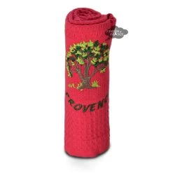 Provence Olive Tree Red Waffle-Weave Kitchen Towel By Coton Blanc