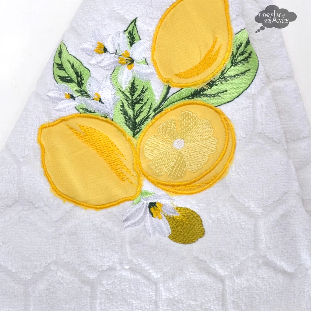 Round Terry Cotton Hand Towel Lemon White By Coton Blanc 4 Round Terry Cotton Hand Towel Lemon White By Coton Blanc - Image 2