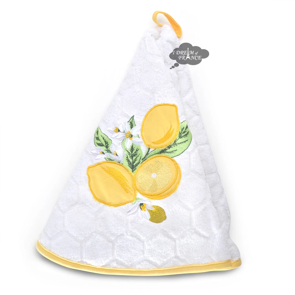 Round Terry Cotton Hand Towel Lemon White By Coton Blanc 3 Round Terry Cotton Hand Towel Lemon White By Coton Blanc