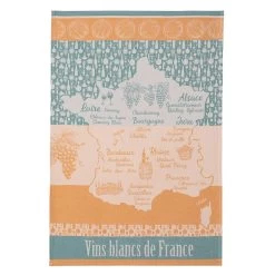White Wines Of France (Vins Blancs De France) French Jacquard Cotton Dish Towel By Coucke