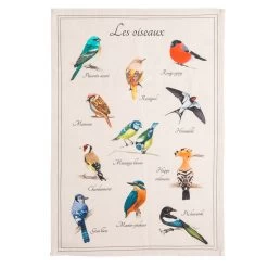 The Birds (Les Oiseaux) French Linen Cotton Blend Dish Towel By Coucke