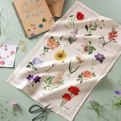 Herbarium (Herbier) French Linen Cotton Blend Dish Towel By Coucke -Home Kitchen And Dining Tablecloth Shop coucke french tea kitchen dish towel cotton linen blend herbier herbarium asq