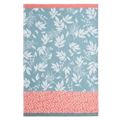 Blue Foliage (Feuillage Bleu) French Jacquard Cotton Dish Towel By Coucke
