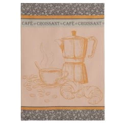 Cafe Croissant French Jacquard Cotton Dish Towel By Coucke