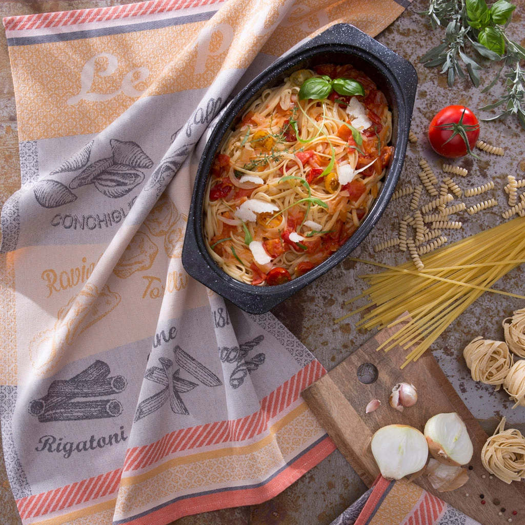 Pasta Variety (Varietes De Pates) French Jacquard Cotton Dish Towel By Coucke 4 Pasta Variety (Varietes De Pates) French Jacquard Cotton Dish Towel By Coucke - Image 2