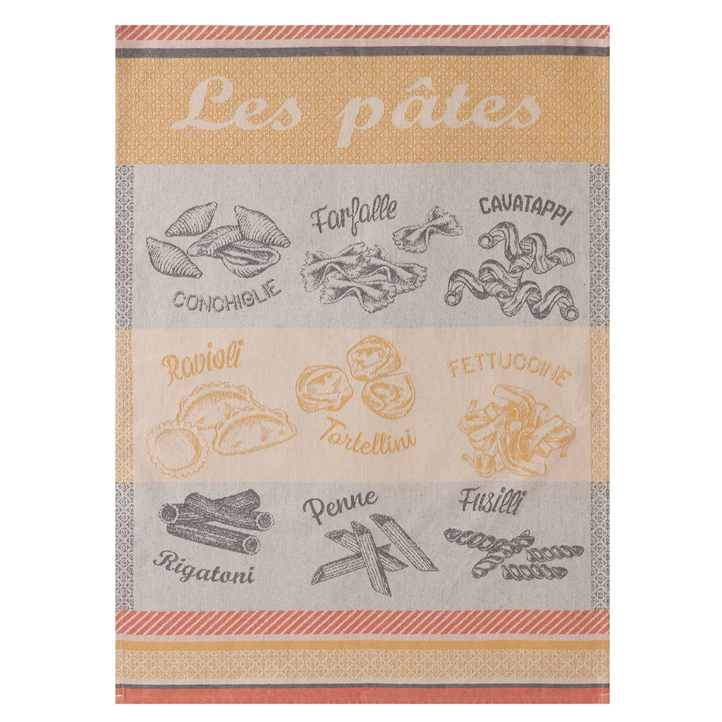 Pasta Variety (Varietes De Pates) French Jacquard Cotton Dish Towel By Coucke 3 Pasta Variety (Varietes De Pates) French Jacquard Cotton Dish Towel By Coucke