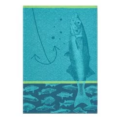 Fish (Poissons) French Jacquard Dish Towel By Coucke