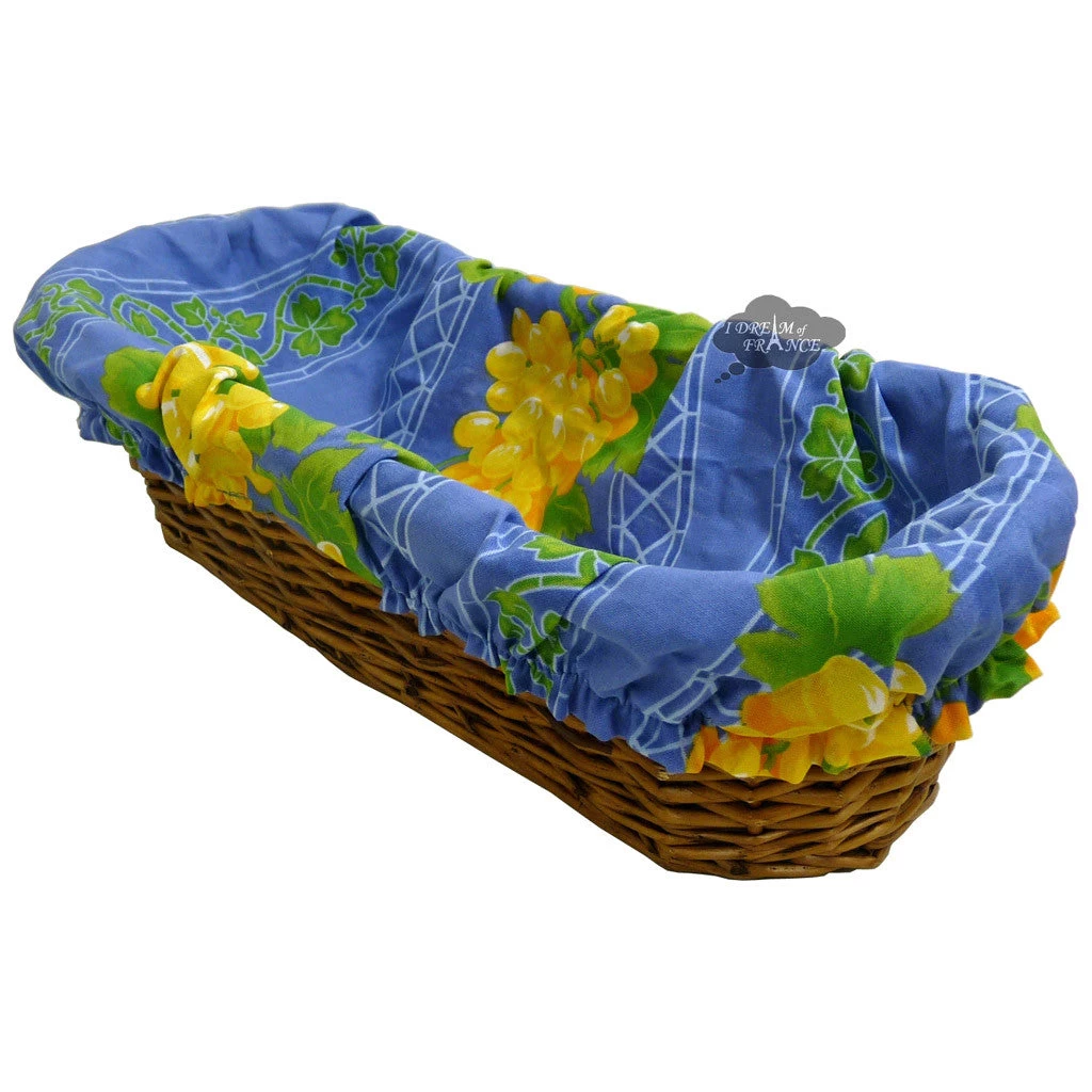 Grapes Blue French Baguette Basket With Removable Liner By Le Cluny 3 Grapes Blue French Baguette Basket With Removable Liner By Le Cluny