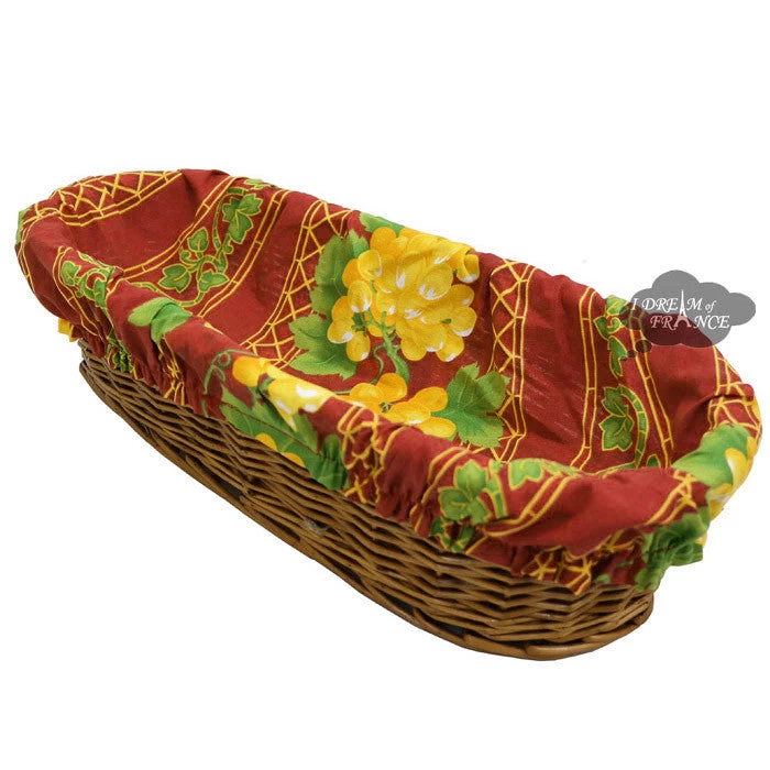 Grapes Red French Baguette Basket With Removable Liner By Le Cluny 3 Grapes Red French Baguette Basket With Removable Liner By Le Cluny