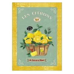 The Lemons (Les Citrons) Green French Cotton Kitchen Towel By L'Ensoleillade