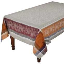62x78" Rectangular Winery Caramel French Jacquard Tablecloth By Tissus Toselli