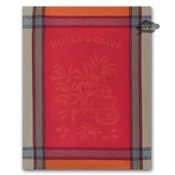 Olive Red French Cotton Jacquard Dish Towel By L'Ensoleillade