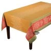 62x138" Rectangular Olive Butterscotch Double Border French Jacquard Tablecloth By L'Ensoleillade