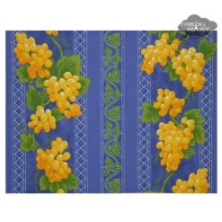 Grapes Blue Acrylic-Coated Cotton Reversible Placemat By Le Cluny