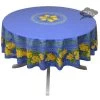 70" Round Grapes Blue Acrylic-Coated Cotton Provence Tablecloth By Le Cluny