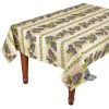 58" Square Grapes Cream Acrylic-Coated Cotton Provence Tablecloth By Le Cluny