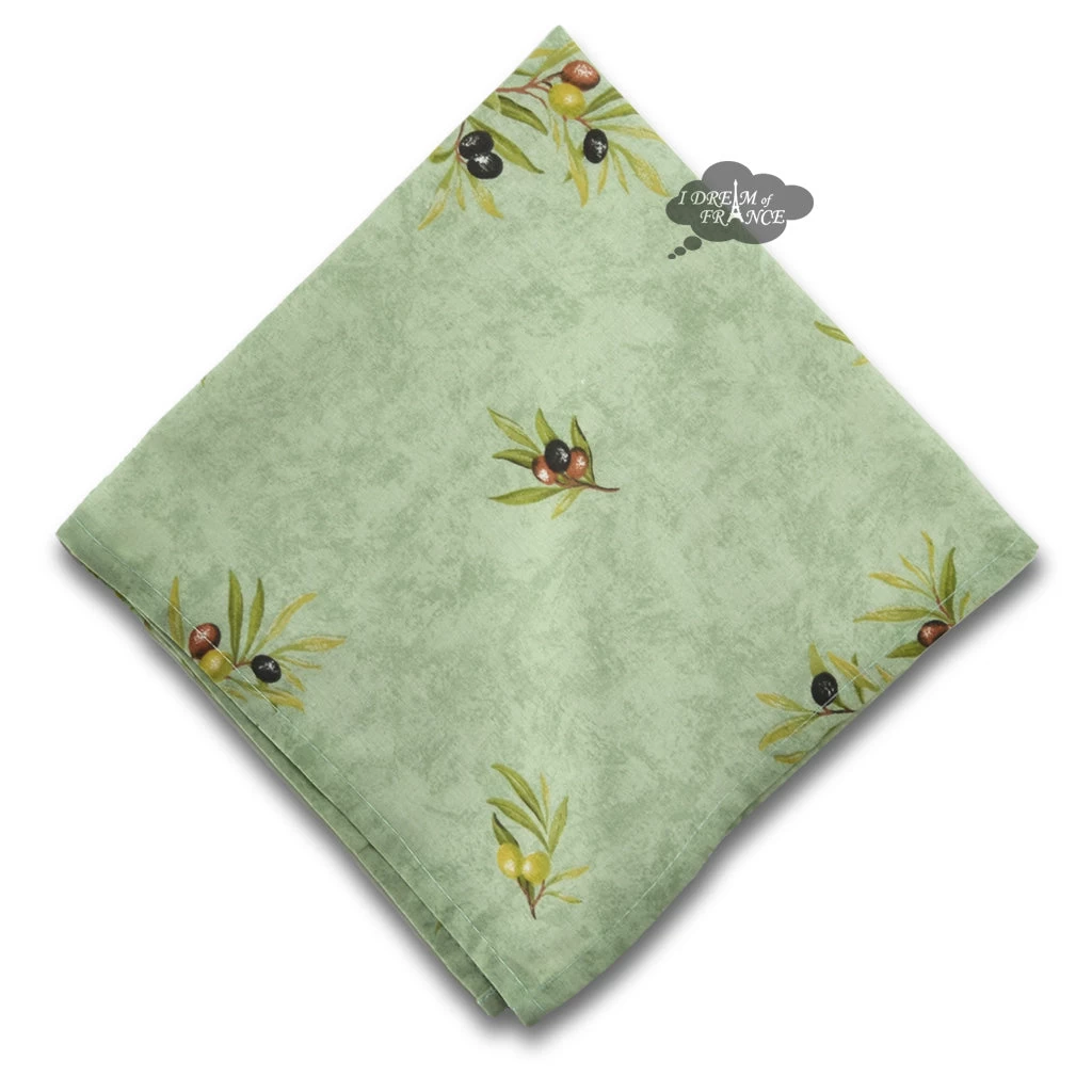 Clos Des Oliviers Green Provence All-Over Cotton Napkin By L'Ensoleillade 3 Clos Des Oliviers Green Provence All-Over Cotton Napkin By L'Ensoleillade