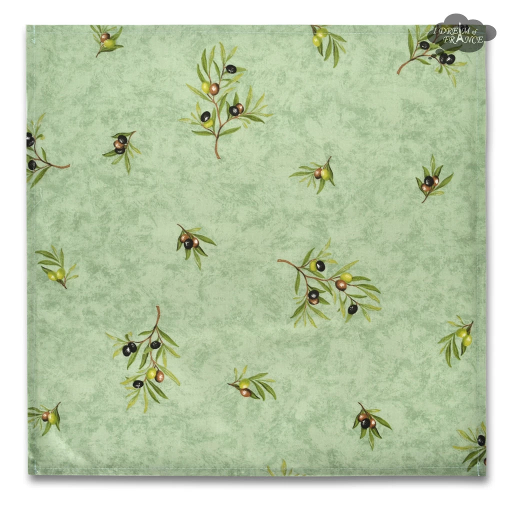 Clos Des Oliviers Green Provence All-Over Cotton Napkin By L'Ensoleillade 4 Clos Des Oliviers Green Provence All-Over Cotton Napkin By L'Ensoleillade - Image 2