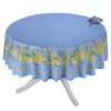 70" Round Lemon & Mimosa Blue Acrylic-Coated Cotton Tablecloth By L'Ensoleillade -Home Kitchen And Dining Tablecloth Shop l ensoleillade lemon mimosa blue french cotton acrylic coated round 70 180 tablecloth sqw