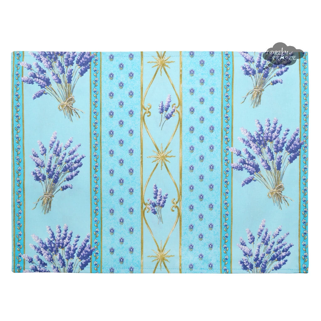 Lavender Blue Acrylic-Coated Cotton Reversible Placemat By Le Cluny 3 Lavender Blue Acrylic-Coated Cotton Reversible Placemat By Le Cluny